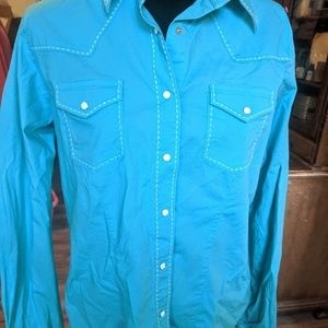 Cruel girl. Turquoise. Snap button long sleeved.